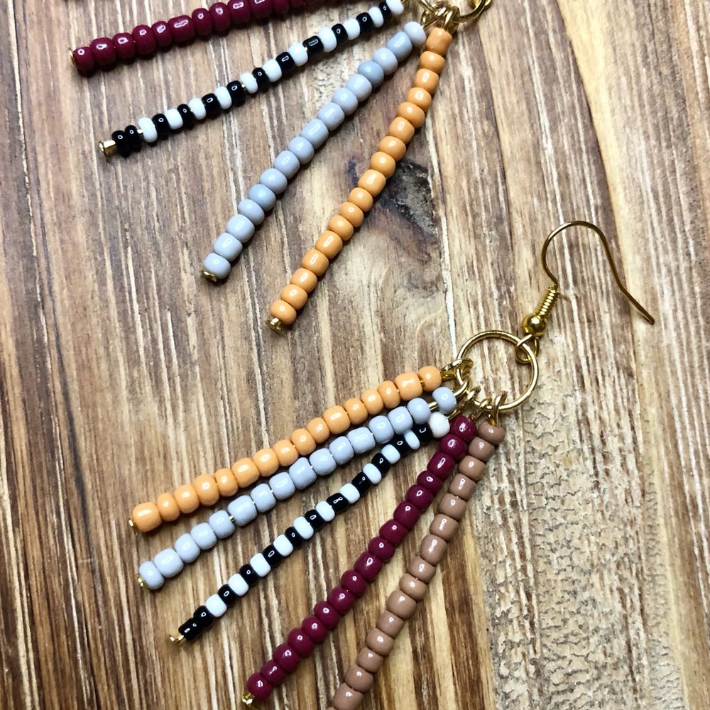 3” Multicolored Beaded Dangle Earrings